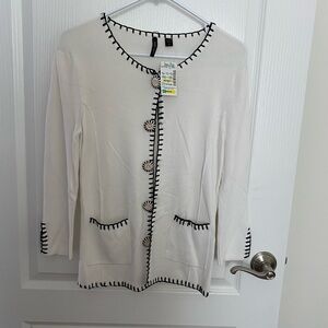 Venini Ivory Cardigan with Ebony Trim